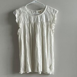 Hem & Thread Cream Ruffle Sleeve Casual Top